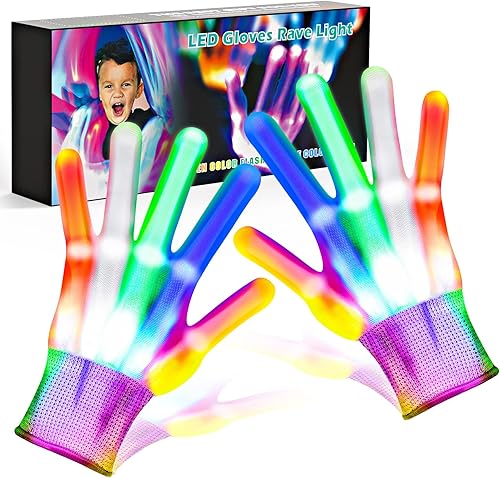 Cool Toys - Guantes LED juguetes para niños de 8 a 10 años con 6 modos de flash rellenos de calcetines para fiestas de cumpleaños Halloween Navidad
