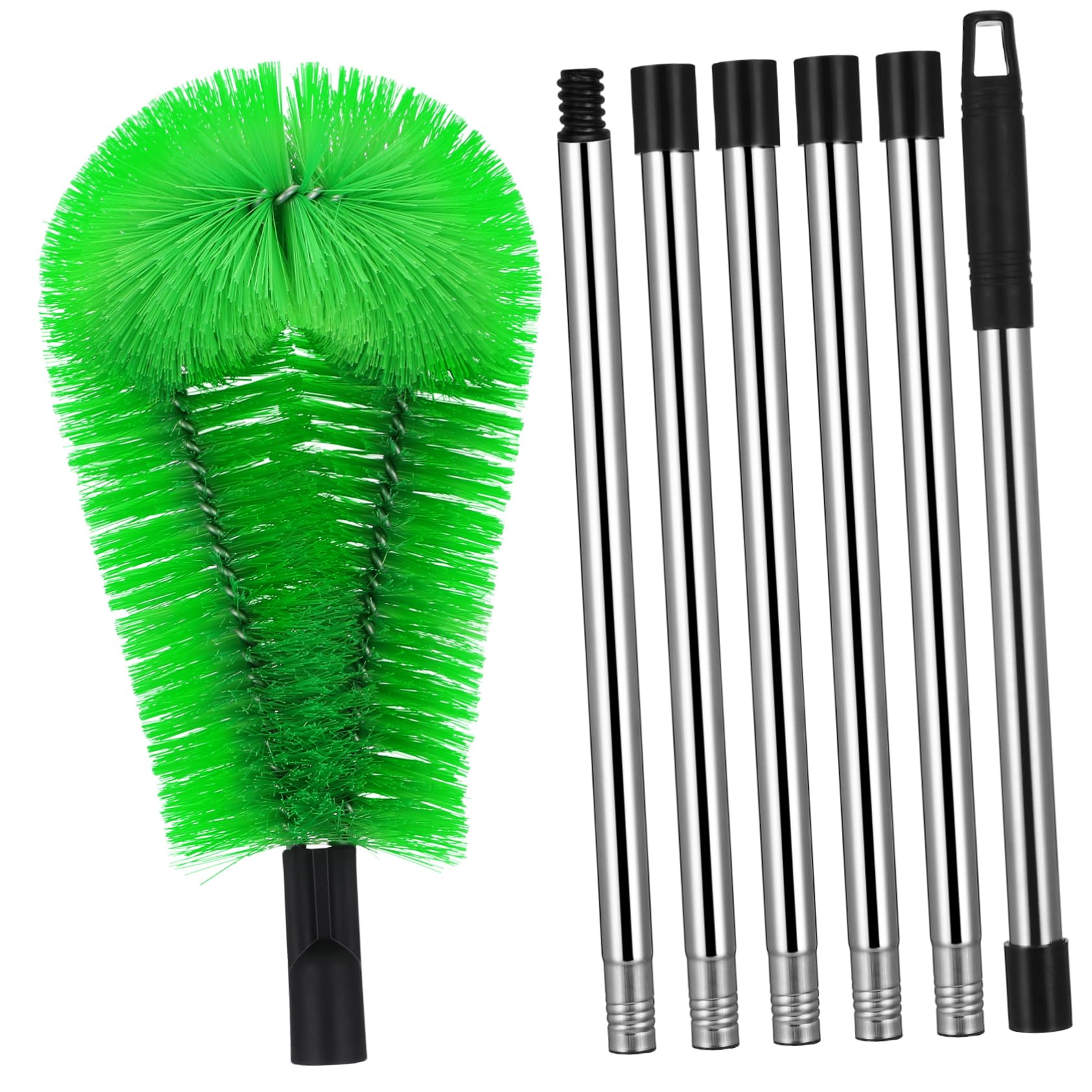 Hemobllo Cepillo de Limpieza de Canalones Varilla Extensible, Cabezal Flexible y Acero Inoxidable, para Áreas Altas y Tareas del Hogar,