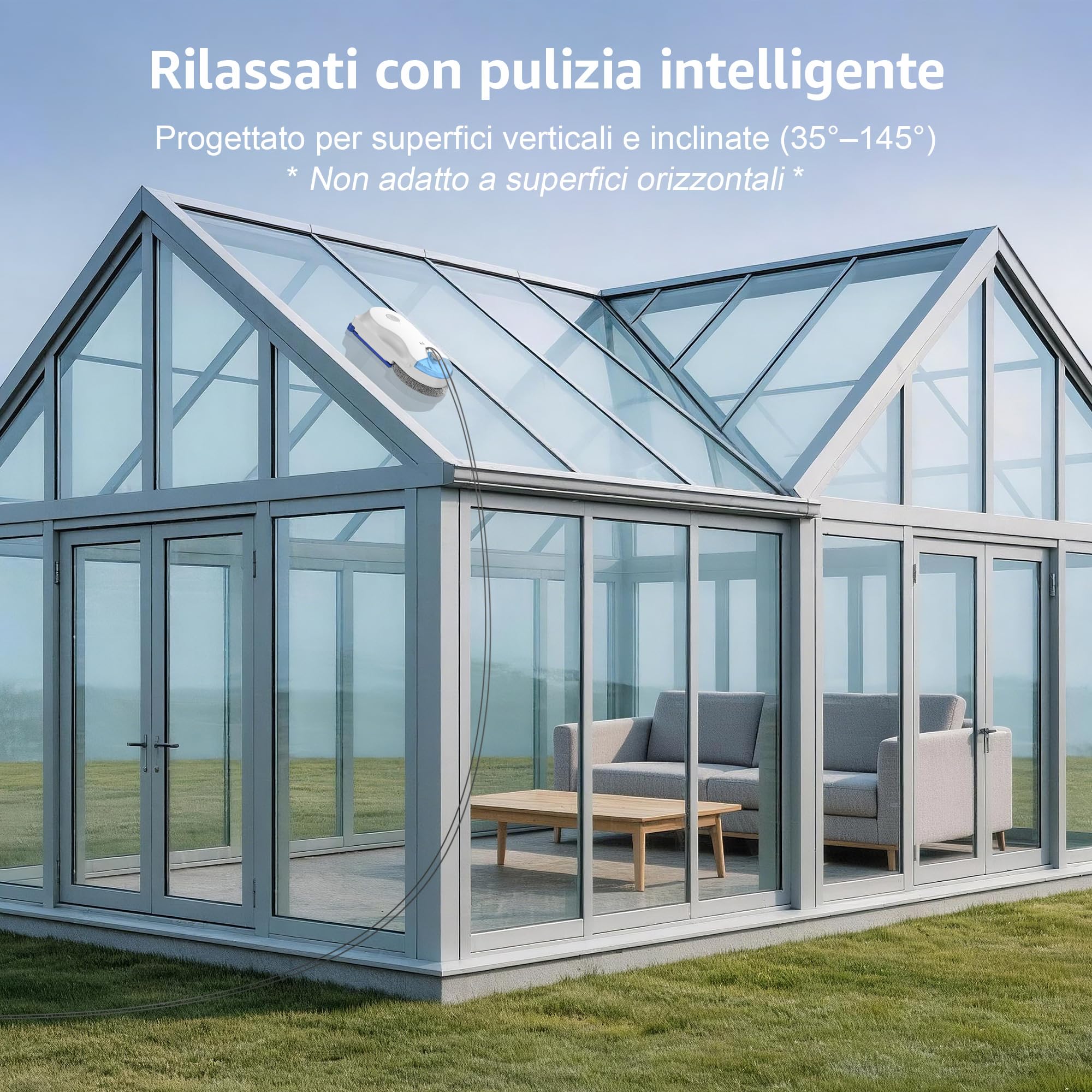 HUTT R10 Robot Lavavetri Finestre, Sistema di Pulizia Ibrido Umido/Secco con Pulizia Umida Rotante e Asciugatura Azionata, 7000 Pa, Doppio Spray HydroJet, Navigazione 7.0