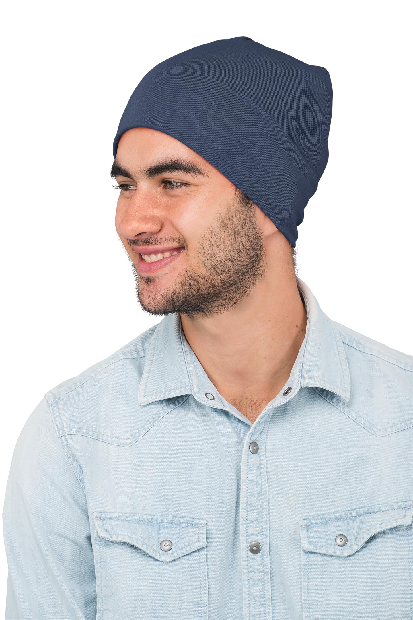 PrimeBox Unisex Skull Cap for Bikers & Cycling - Cotton Head Cap, Helmet Inner Cover for Men Women - Pack of 3 (Black, Blue, Dark Grey) 3
