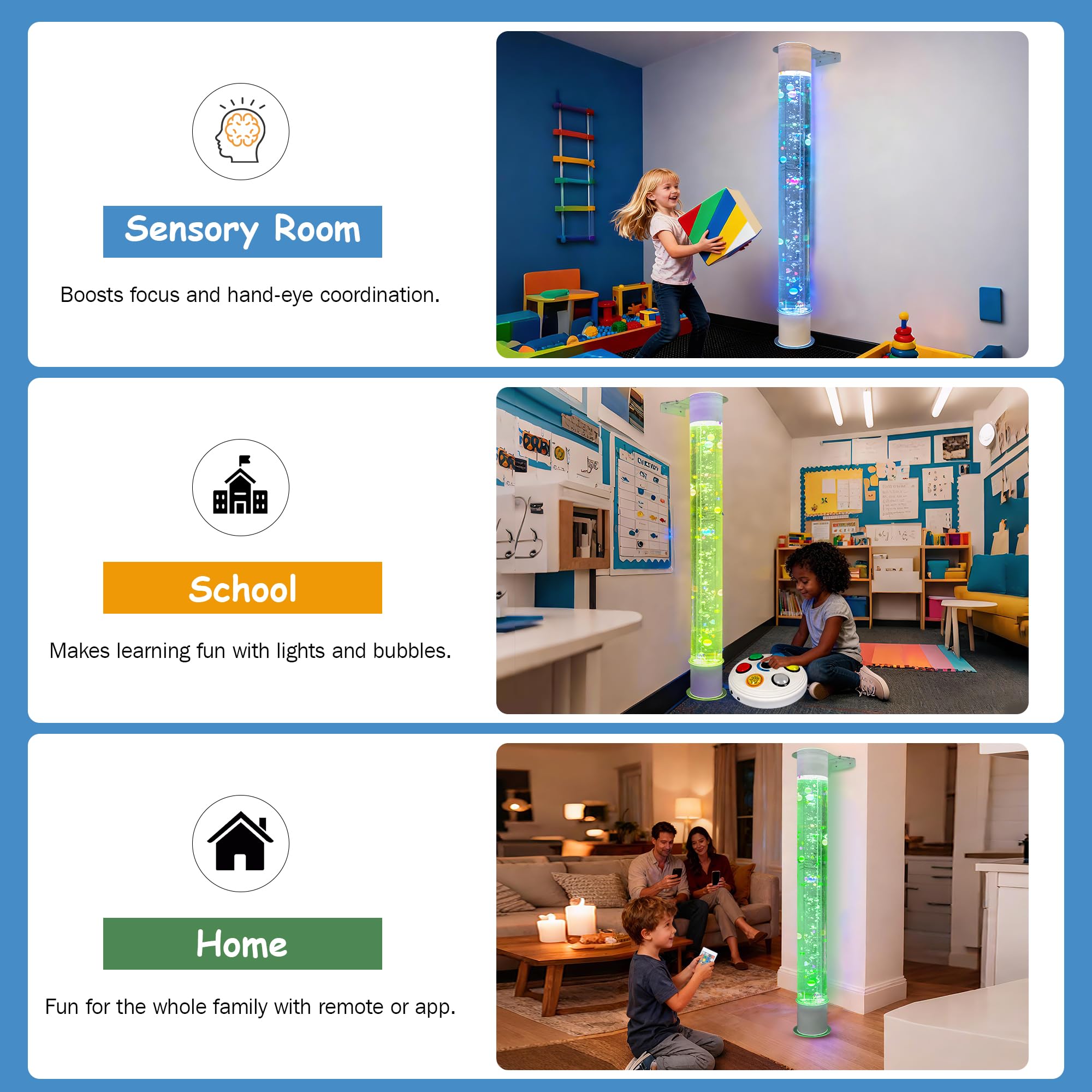 6FT Floating Balls Colorful Beads Bubble Tube Color-Changing LED with Remote App Works with Multiple Wireless Controllers Sensory — view 8