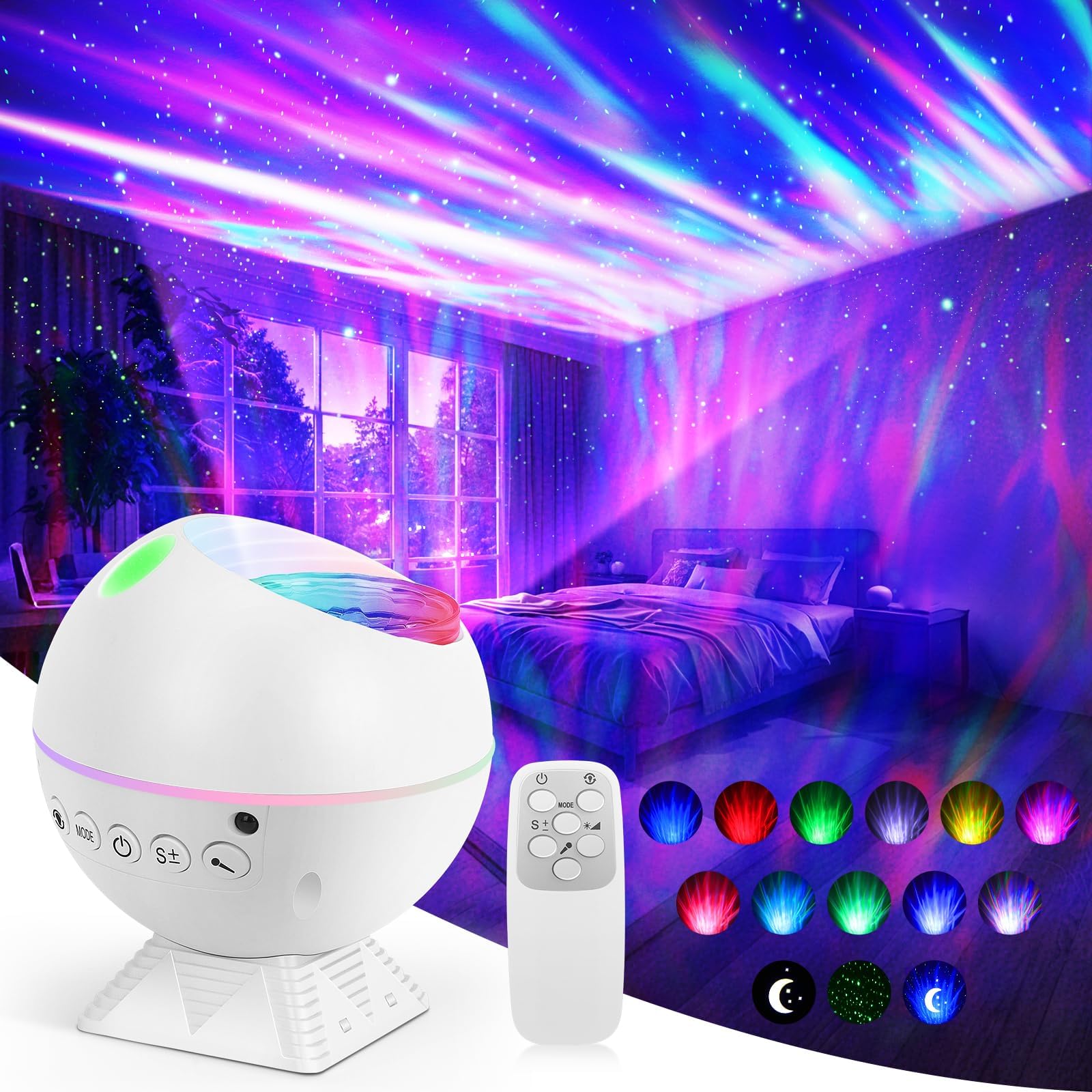 Aurora Galaxy Light Projector with 162 Light Effects, Northern Lights & Starry Nebula Ceiling Lamp with Remote, Stary Night Projector for Bedroom, Kids & Adults, Party & Home Decor