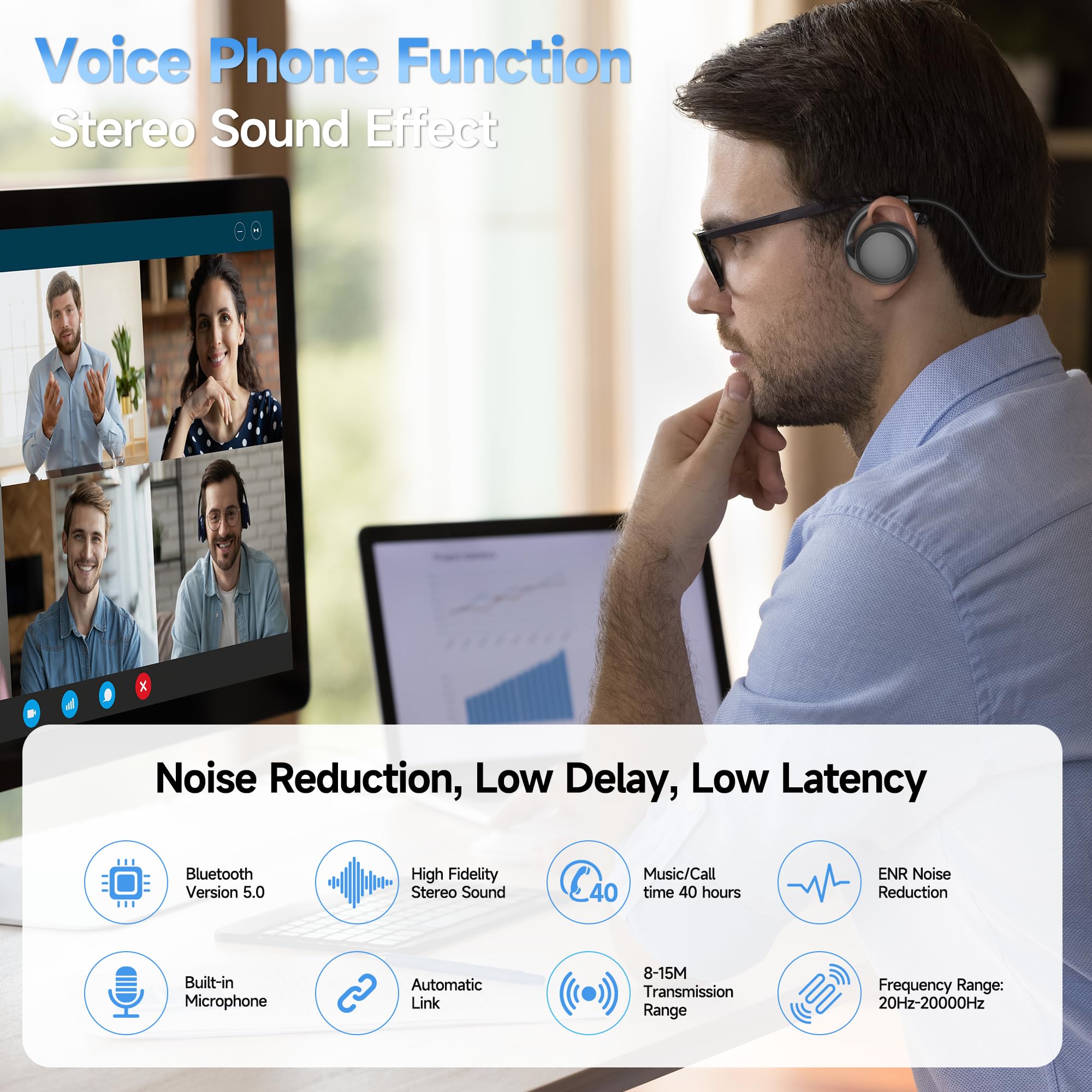 Cuffie Bluetooth On Ear, cuffie senza fili sportive con scheda TF/chiamata vocale/microfono stereo, auricolare Bluetooth pieghevole e portatile