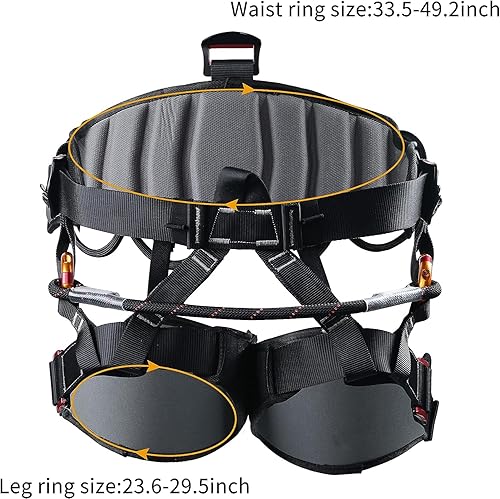 Miniatura 4 de SOB Arnés de escalada, arnés de escalada de medio cuerpo para hombre, arnés de seguridad grueso y ancho para arborista, arnés de cinturón de