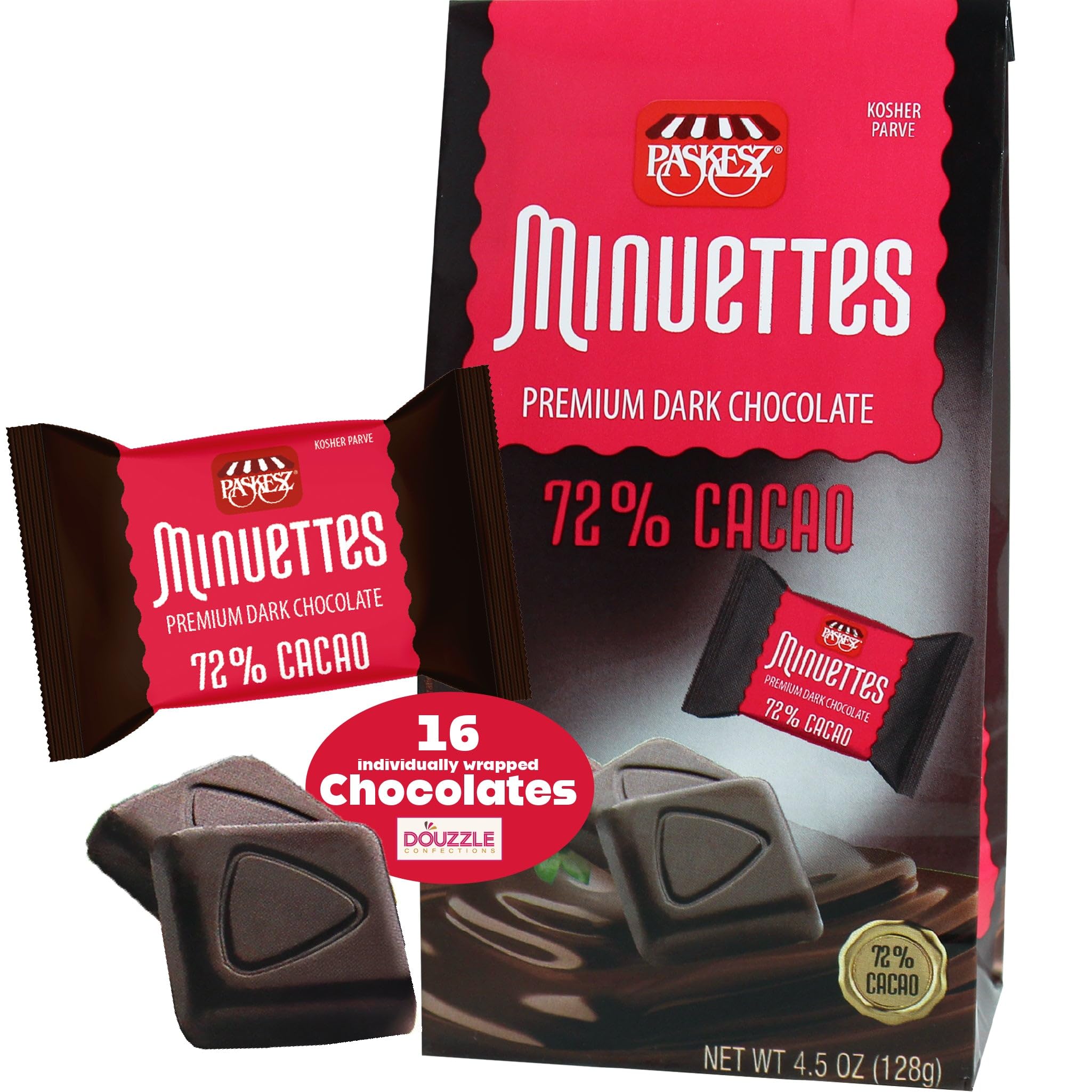 DOUzzleFathers Day Chocolate Gift Box - Minuettes Premium 72% Dark Chocolate (14 Count, Pack of 1) Dairy Free, Low Carb (7g Net Carbs), High Fiber (4g), Protein-Rich (3g) - Kosher Parve