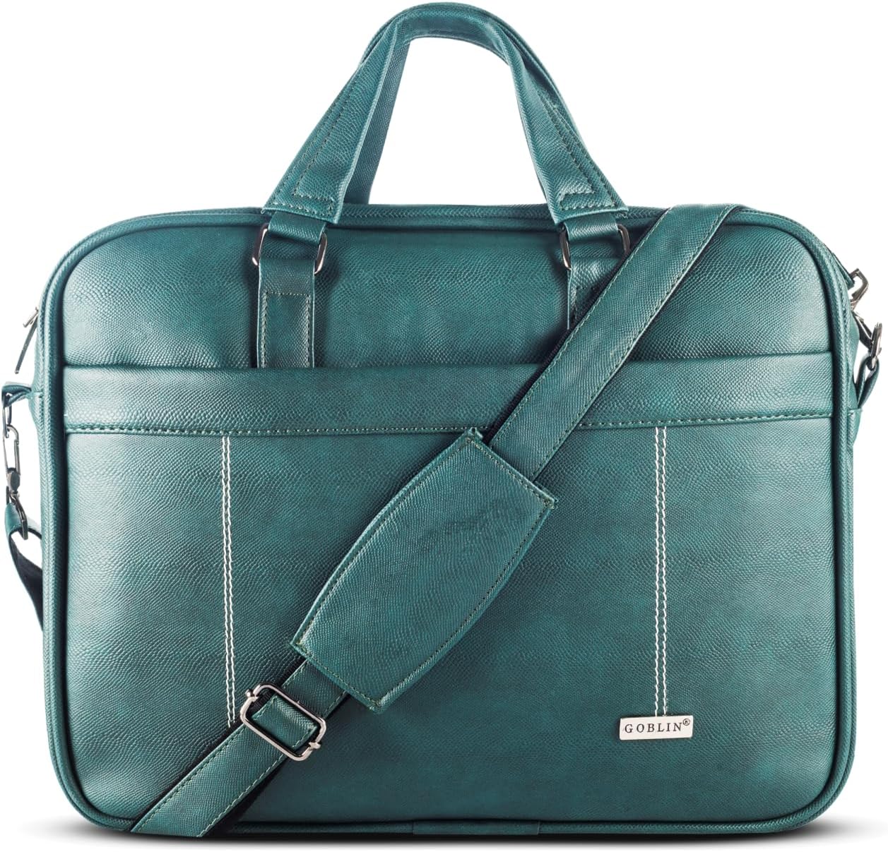 Goblin Truce Vegan Leather Office Bag with Adjustable & Detachable Shoulder Belt, Trolley Strap, Laptop Compartment, Urban Look Formal Executive Professional Bags for Men and Women