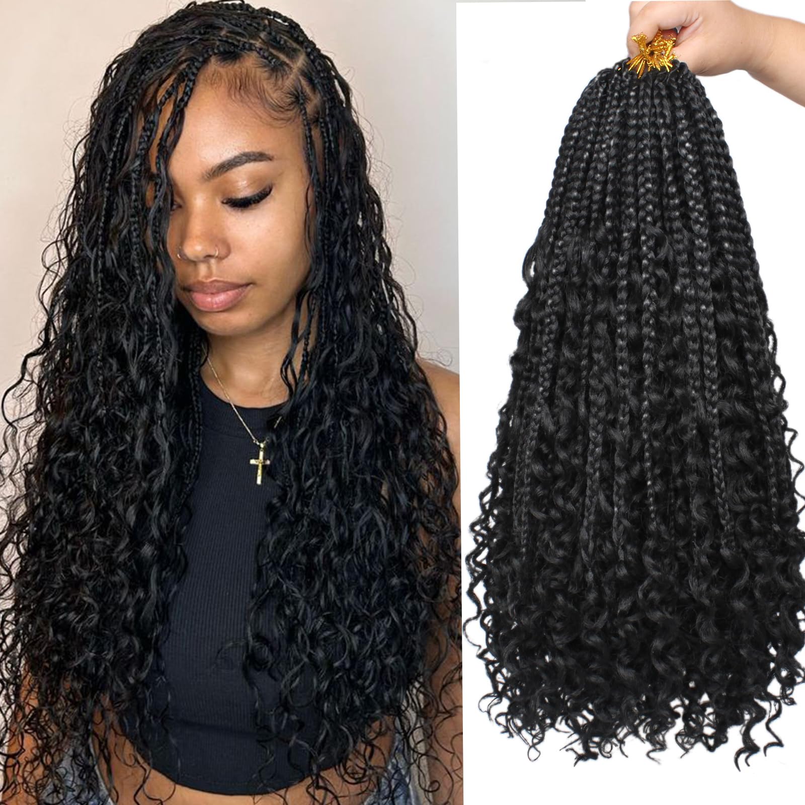 Amazon.com : Beverlee Boho Box Braids 16 Inch 8 Packs Curly Ends