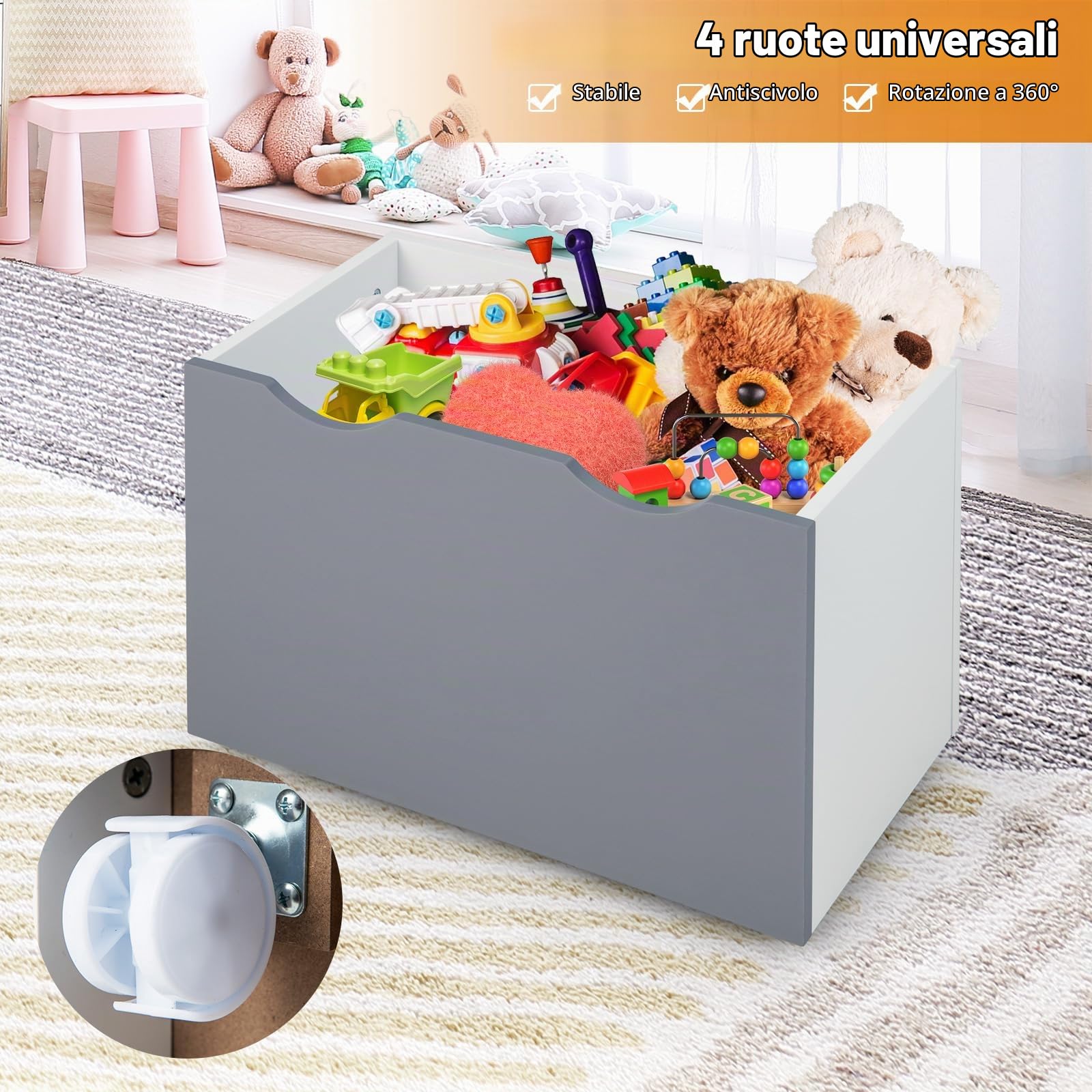 RELAX4LIFE Libreria in Legno per Bambini, Scaffale Porta Giochi con Cassetto e Ripiani Aperti, Organizzatore Multifunzionale per Camera da Letto e Asilo