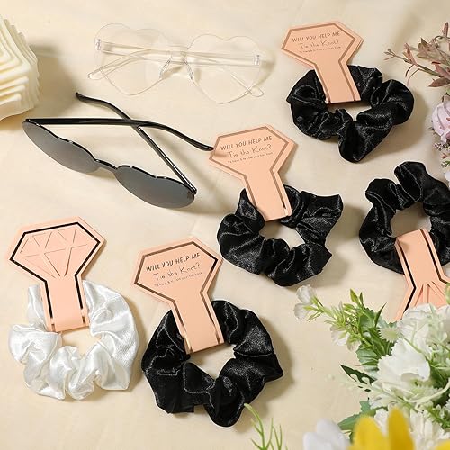 Miniatura 5 de Sweetude 27 piezas de regalo de propuesta de dama de honor, 1 bolsa de novia, 8 bolsas de novia de equipo, 9 coleteros de novia, 9 lazos para el