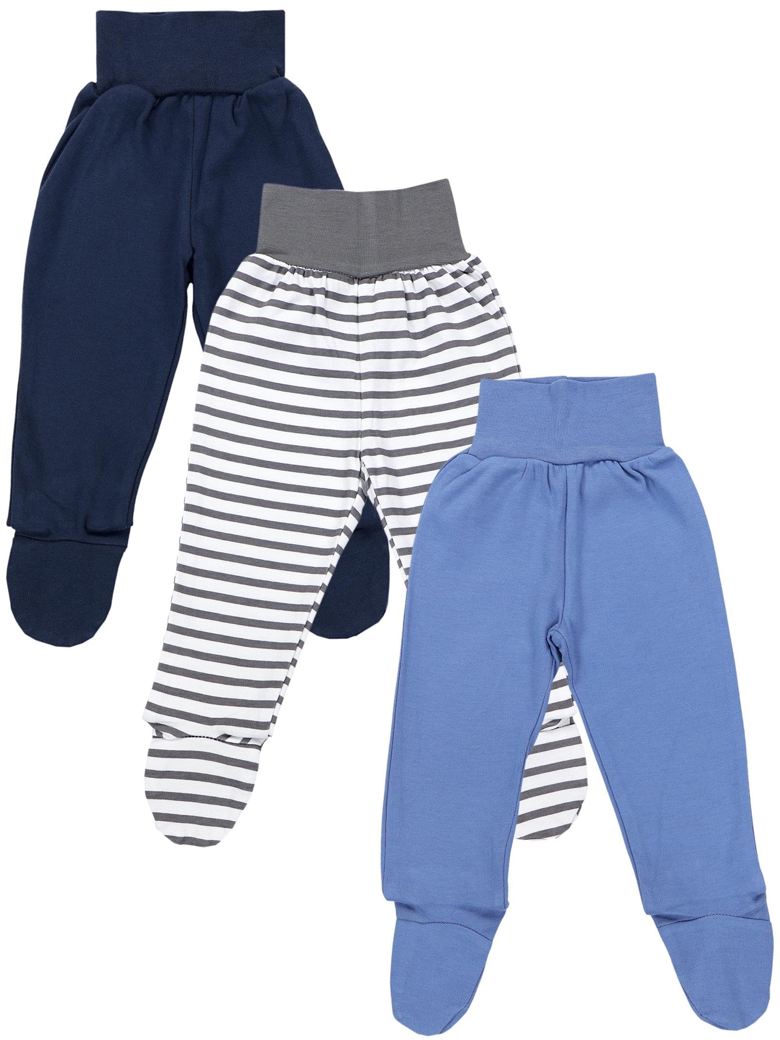 TupTam Pantalones Bebé Niño con Pies 3 Unidades – Polainas Bebé Algodón Cómodos y Suaves