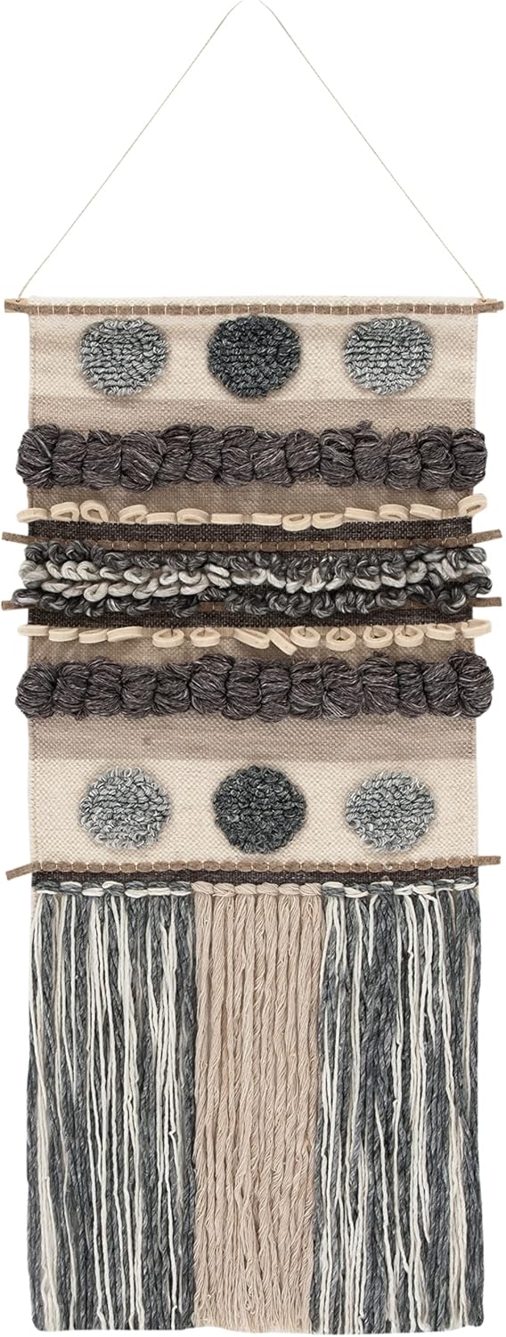 SAFAVIEH Home Collection Sedona Roxzie Boho Tribal Ivory/Grey Wool Woven Tapestry Hanging Wall Art