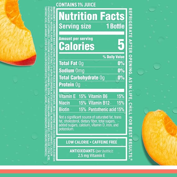 Sparkling Ice, Peach Nectarine Sparkling Water, Zero Sugar Flavored Water, with Antioxidants and Vitamins, 17 fl oz Bottle