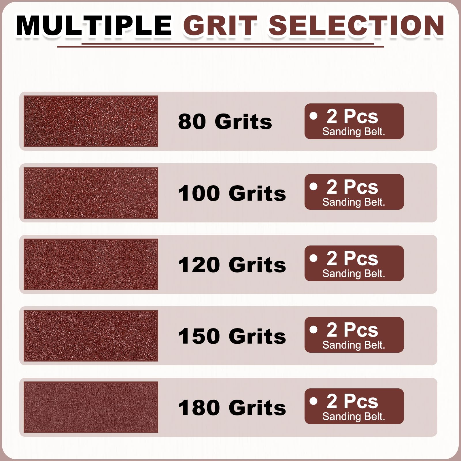 QUARKZMAN 76mm x 533mm Bandes de Ponçage, 10 Pcs 80/100/120/150/180 Grains Bande Abrasive en Oxyde D'Aluminium pour Travail du Bois, Polissage du Métal, Affûteur de Couteaux