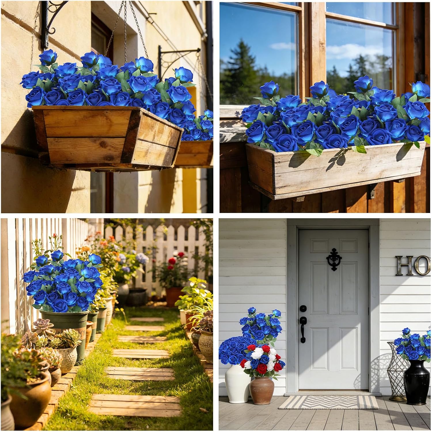 Roses Artificial Flowers, Fake Velvet Silk Roses with Stems for Indoor Outdoor Decor, Realistic Roses in Bulk for Wedding Centerpiece Party, Valentines Birthday (24,Blue) - Image 5