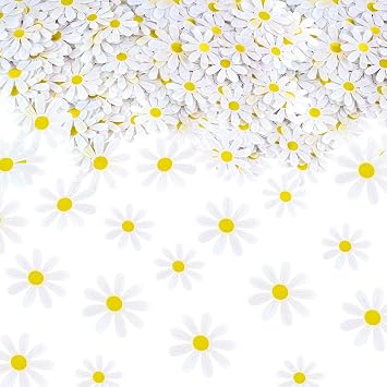 250PCS White Daisy Confetti Flower Table Confetti for Daisy Baby Shower Flower Birthday Bridal Shower Wedding Anniversary Engagement Party Table Decorations