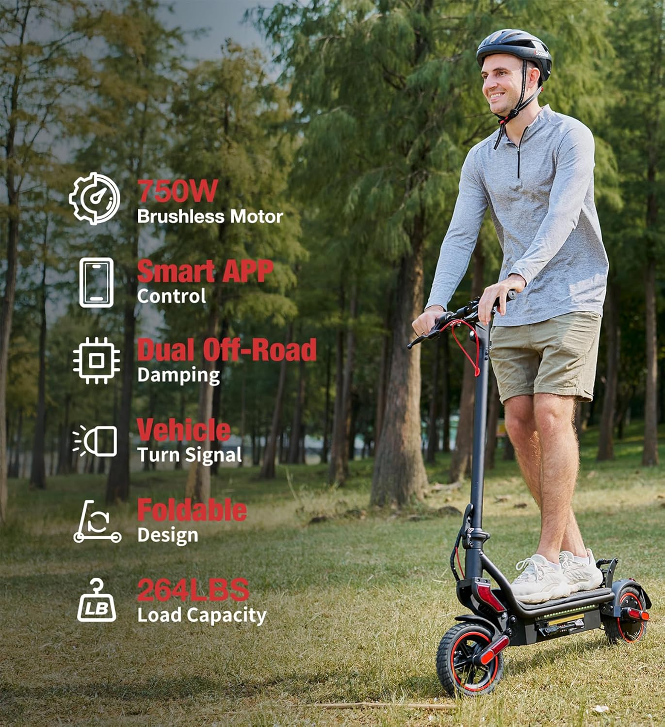 Electric Scooter 750W Powerful Motor for Adults, 22 MPH Top Speed & 25 Mile Range, 9.3" Off-Road Tires, Dual Suspension&Dual Brakes, Foldable Commuting Scooter for Teens(Bunble)