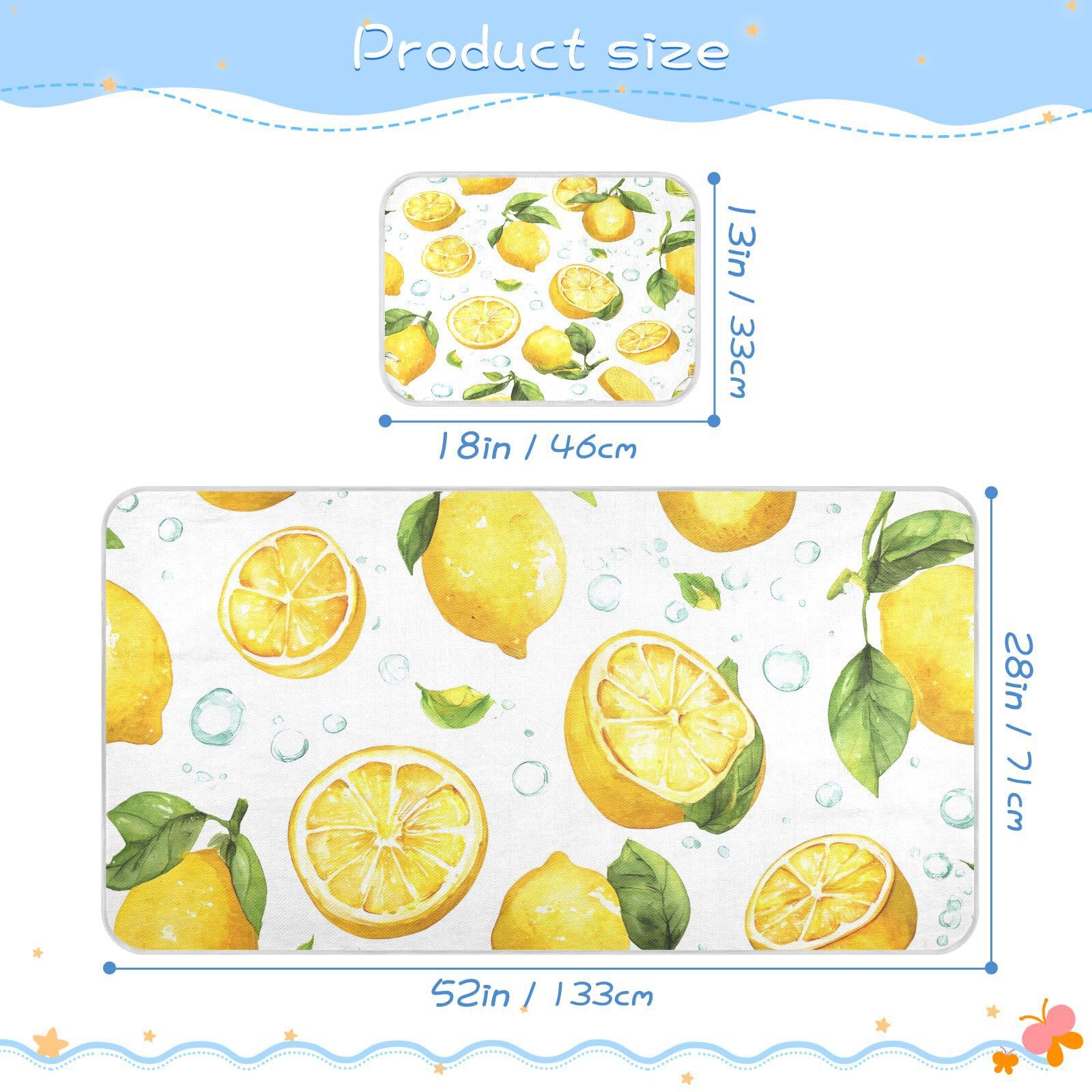 Bolaz Summer Sleeping Bed Pad, Lemon Bubble Pattern Cooling Mattress Set Breathable Bed Mat Ice Silk Mat + Pillow Cover for Toddler Boys Girls