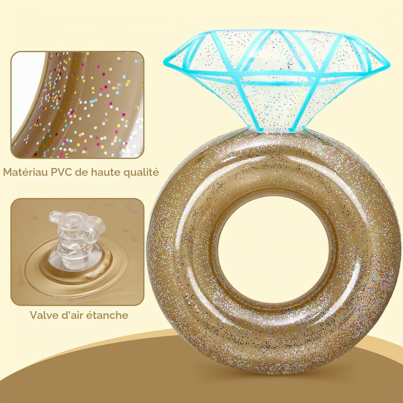 Bouee Piscine Adulte, Gonflable Bouée Piscine de Diamant pour Enterrement de Vie de Jeune Fille, Bouée de Piscine Gonflable pour Fête de Plage et Les fêtes de Piscine