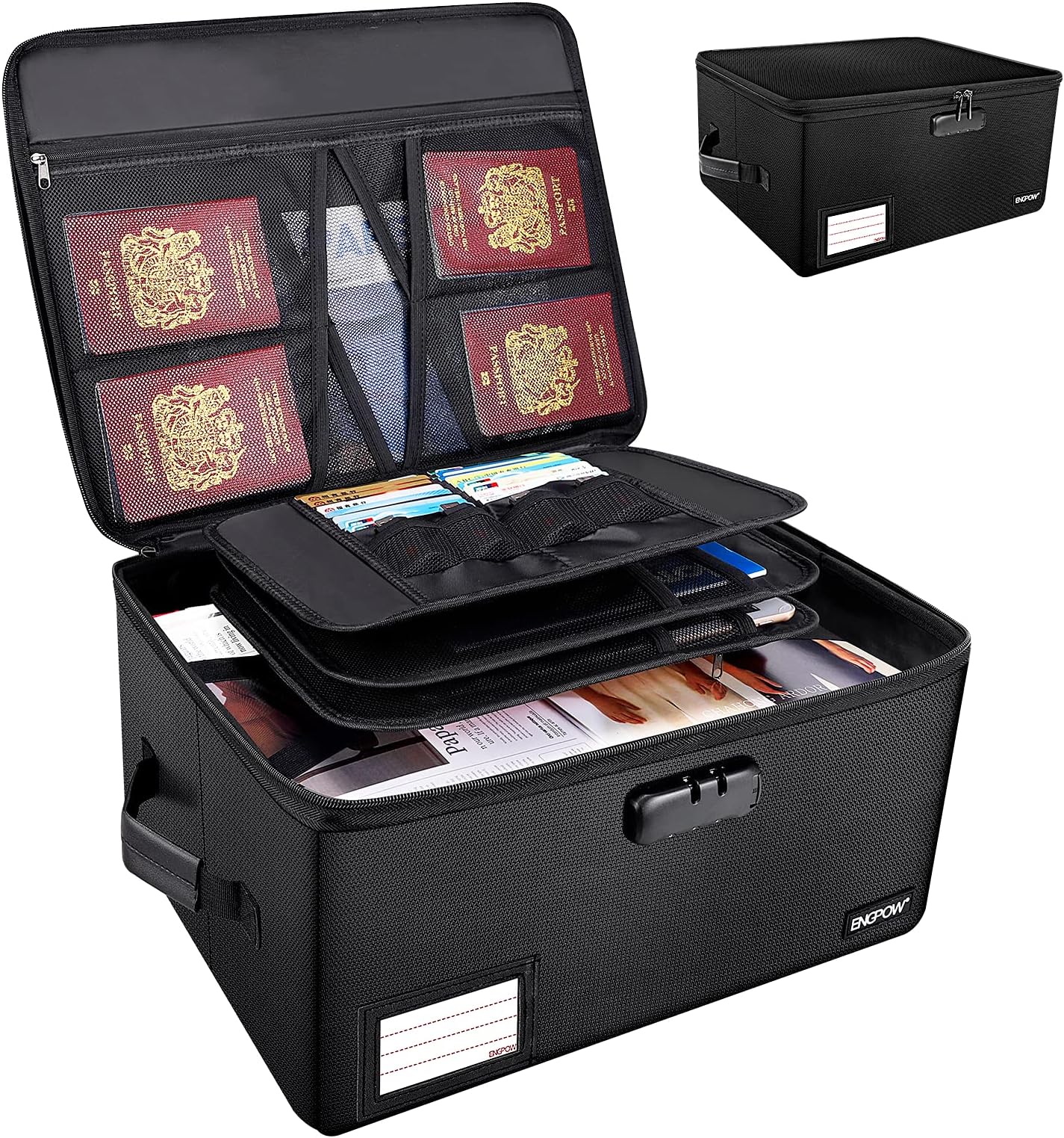 ENGPOW Large File Organizer Hard Box Black