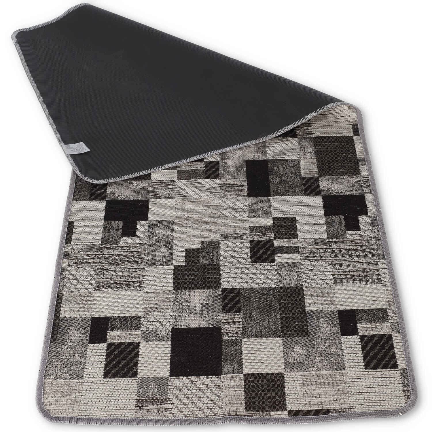 CASA TESSILE chodnik dywanowy do kuchni, szerokość 52 cm, Shiro Gobelin, nadaje się do prania, antypoślizgowy, do kuchni, na wymiar | długi, szerokość 52 cm, szary, 240 cm