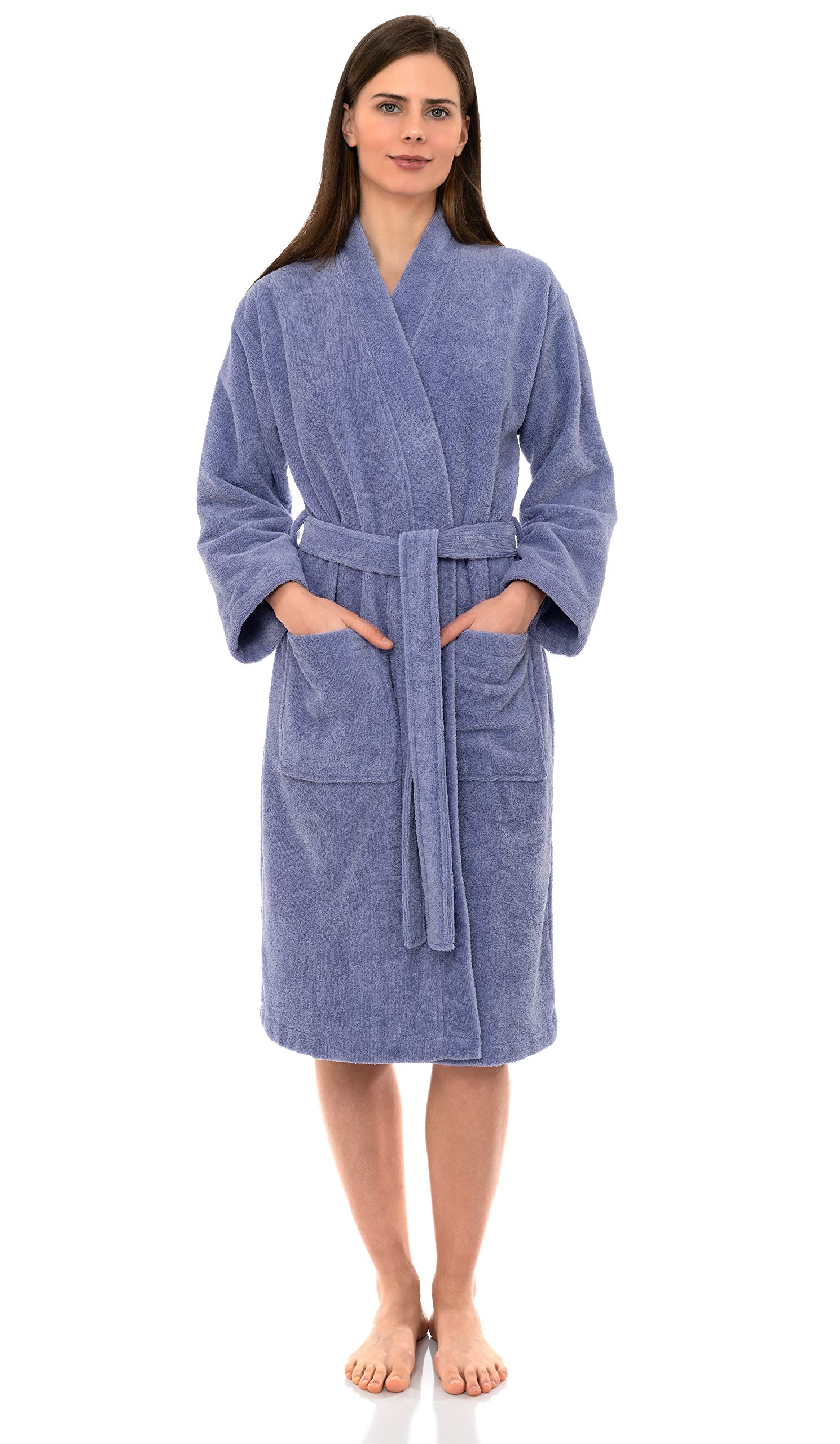 TowelSelectionsWomen's Robe, Fleece Cotton Terry-Lined Water Absorbent Bathrobe