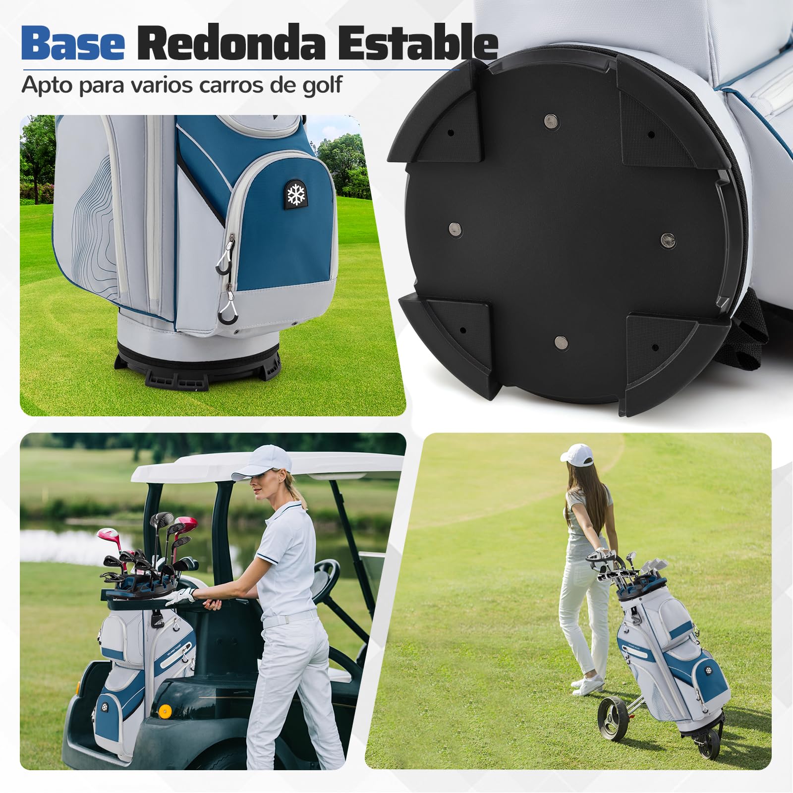 COSTWAY Bolsa Golf 14 Divisores 9 Bolsillas Cremallera Nevera Bolsillo Correa Acolchada Soporte Paraguas Capucha Lluvia Carro Palos