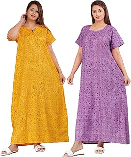 Women's Pure Cotton Nightwear Casual Nighty (PINKI Yellow PINKI PURPLE-99 L)-picture-51