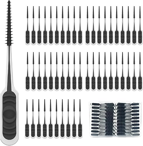 200 piezas de cepillo interdental con mango de goma suave, palillos dentales desechables para limpieza de dientes, cepillos dentales con práctico