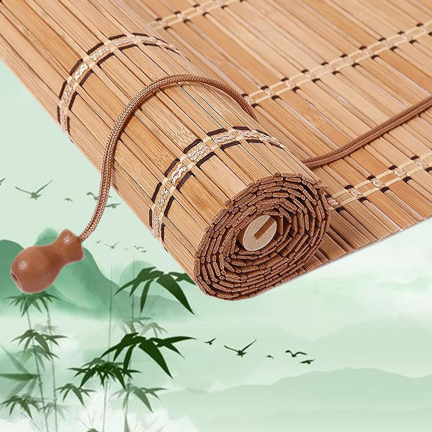 Stores en Bambou pour Fenêtre,Store Enrouleur Bambou Naturel,Store Venitien Bois,Store Bateau à Traction Latérale pour Extérieur/Intérieur,Rideau Occultant,Largeur x Hauteur (60x280cm)