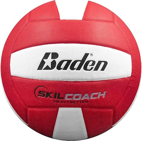 Baden Skilcoach Heavysetter  Compuesto  Voleibol de entrenamiento con peso interior  14U-18U  Tamaño oficial 5 + 15-17 onzas  RojoBlanco