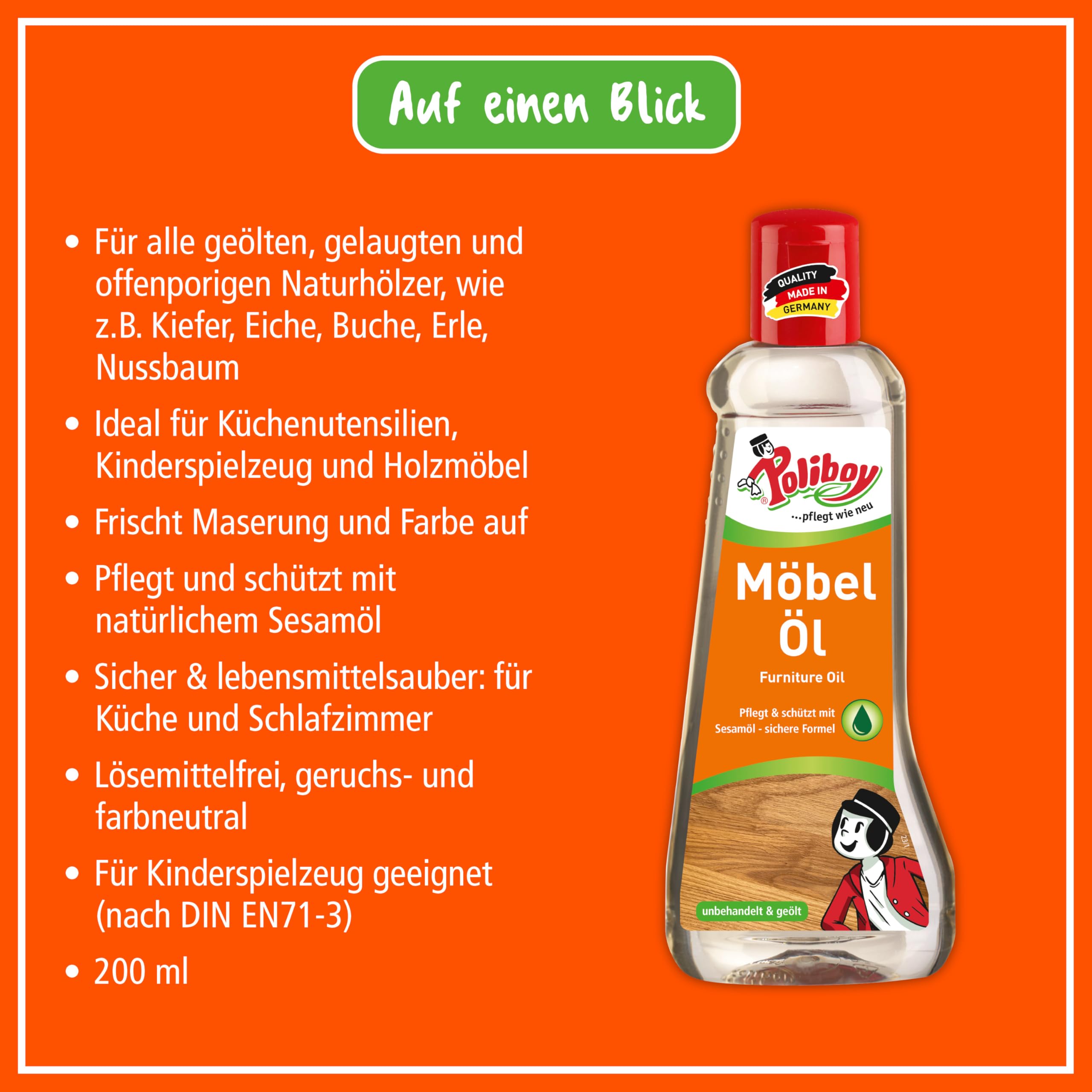 Tessuto per Detergenti Mobili Olio 200ml Fatto Germania