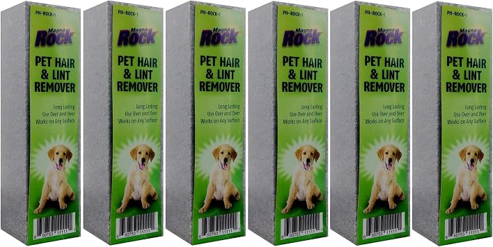 HI TECH Magna Rock Pet Hair Remover 6 Pack Dog & Cat Fur Remover for Car Interiors, Upholstery & Furniture Eco-Friendly, No Power Needed, Detailing Essential