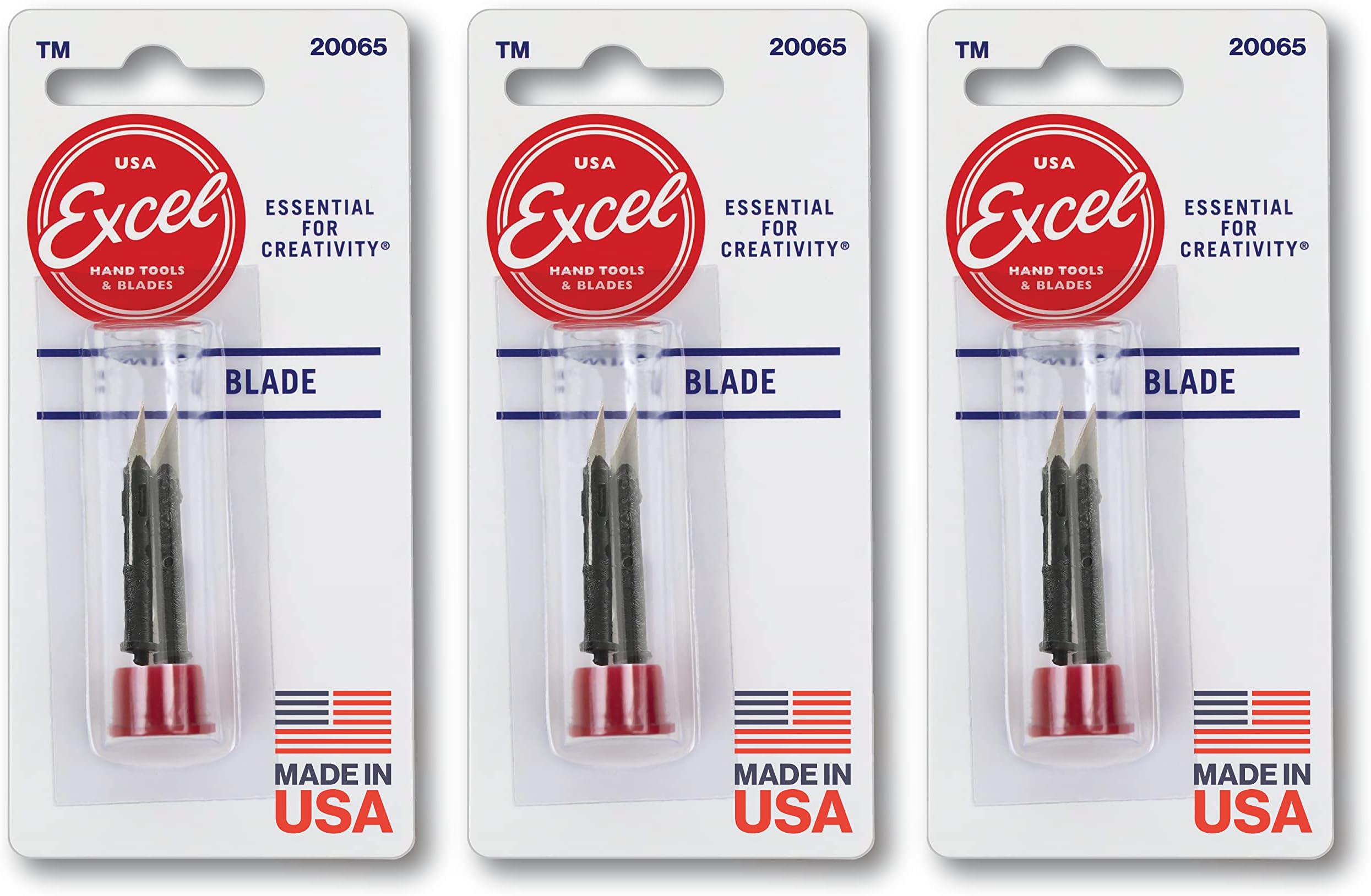 Excel Blades #65 Pen Knife Replacement Blades, Compatible with K47 Executive Retractable Hobby Knife, Set of 6 Blades for Craft Knife, Made in the USA, Cutting, Scoring, Trimming and More