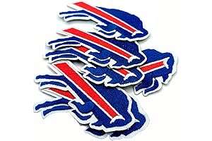 Buffalo Bills Embroidered Patches, 6-Pack Sew On Appliques for Clothing, 3.14” W x 2” H