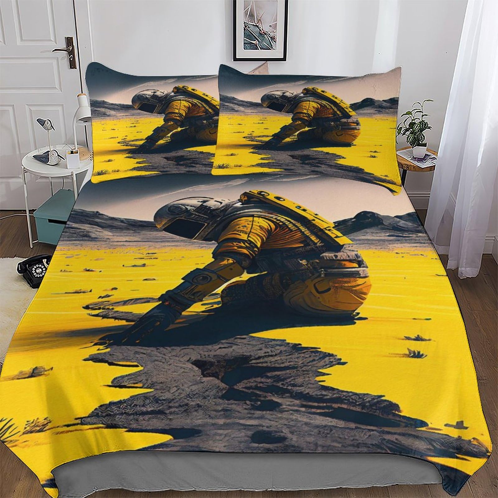 Housse de couette astronaute 220x240 cm avec 2 taies d'oreiller en microfibre pour lit king