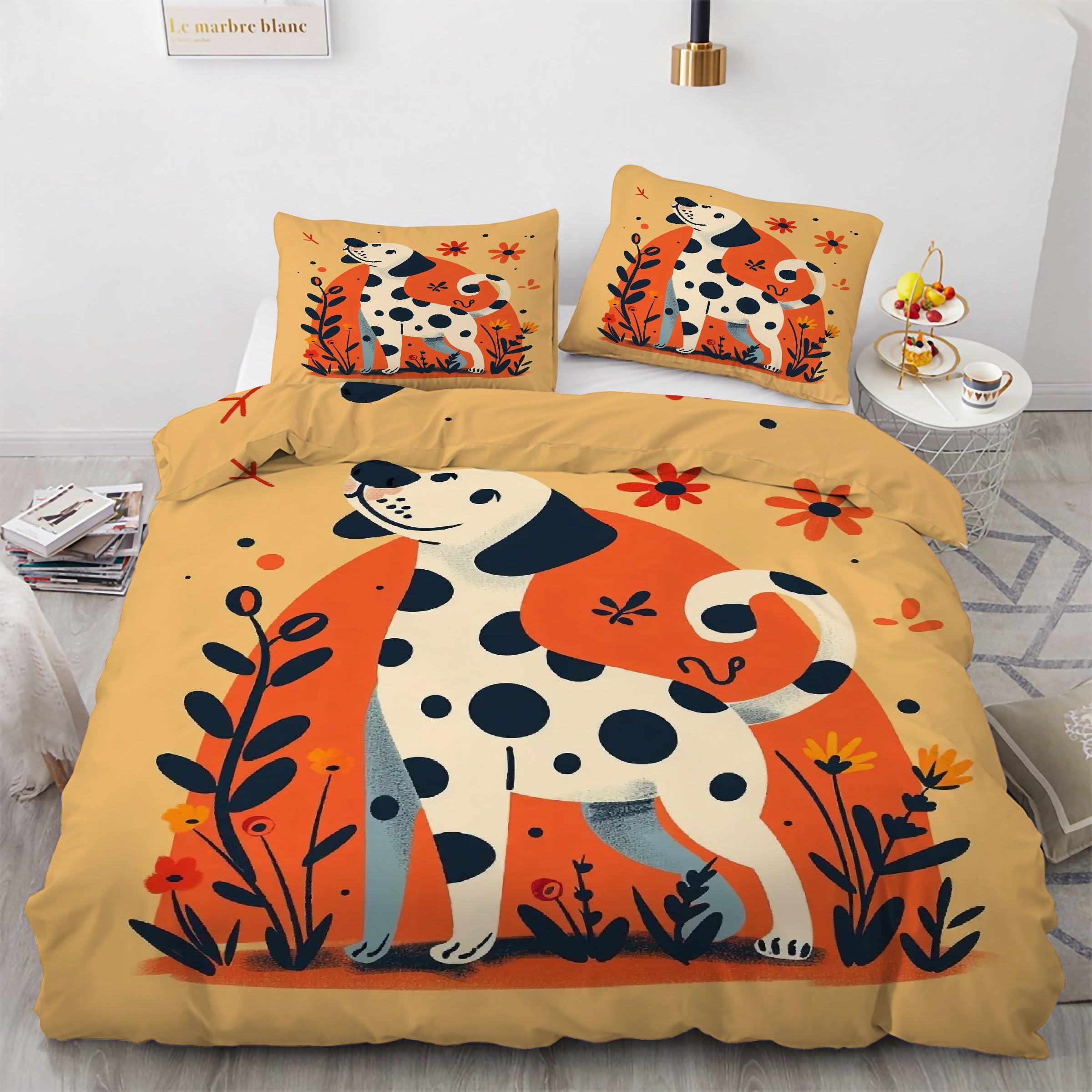 Ensemble de literie 3 pièces dalmatien housse de couette 240 x 260 cm et taies d'oreiller