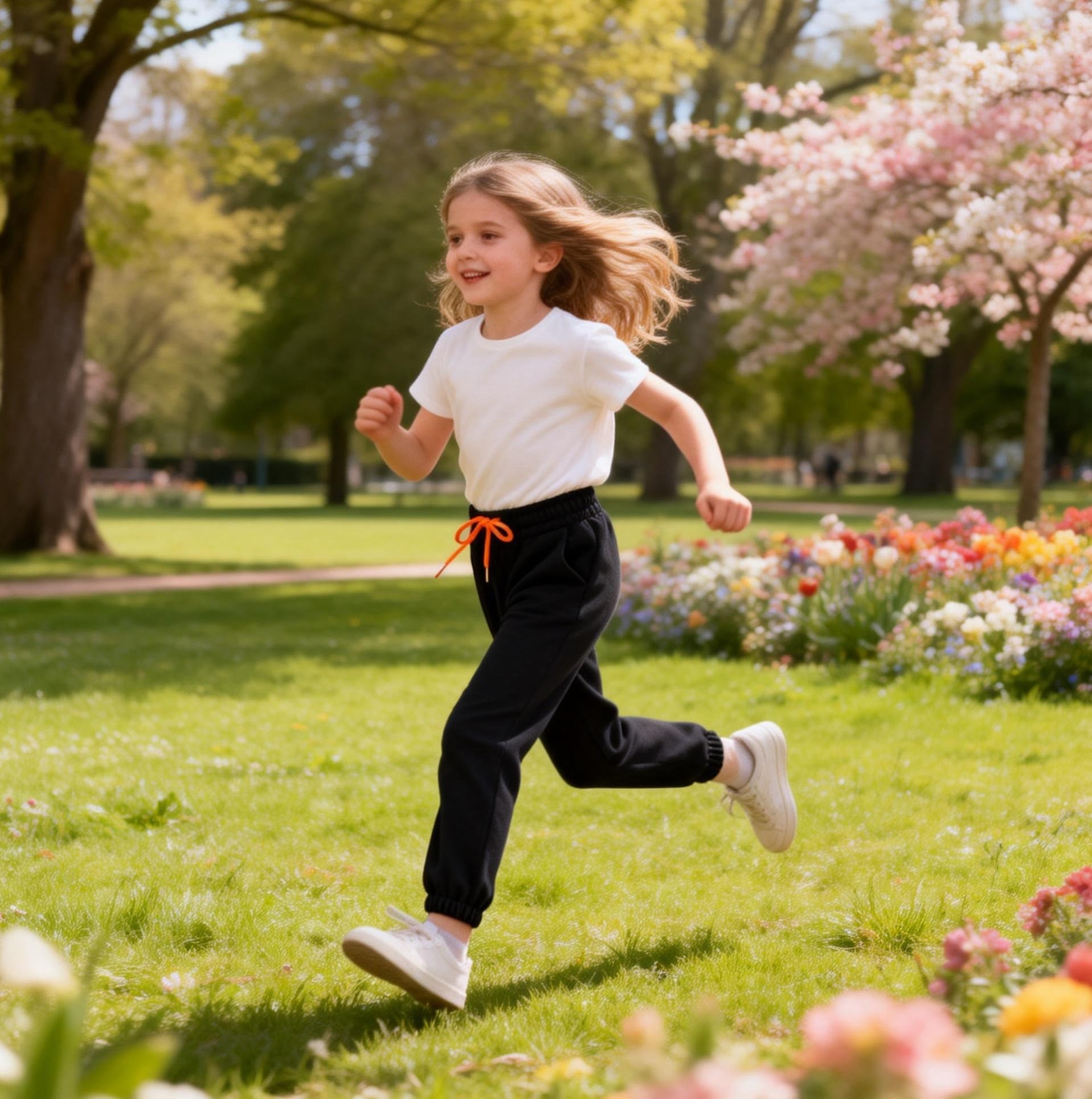 Pantaloni sportivi da ragazza con coulisse elastica pantaloni da jogging per bambini pantaloni casual tinta unita con tasche 4-14 anni