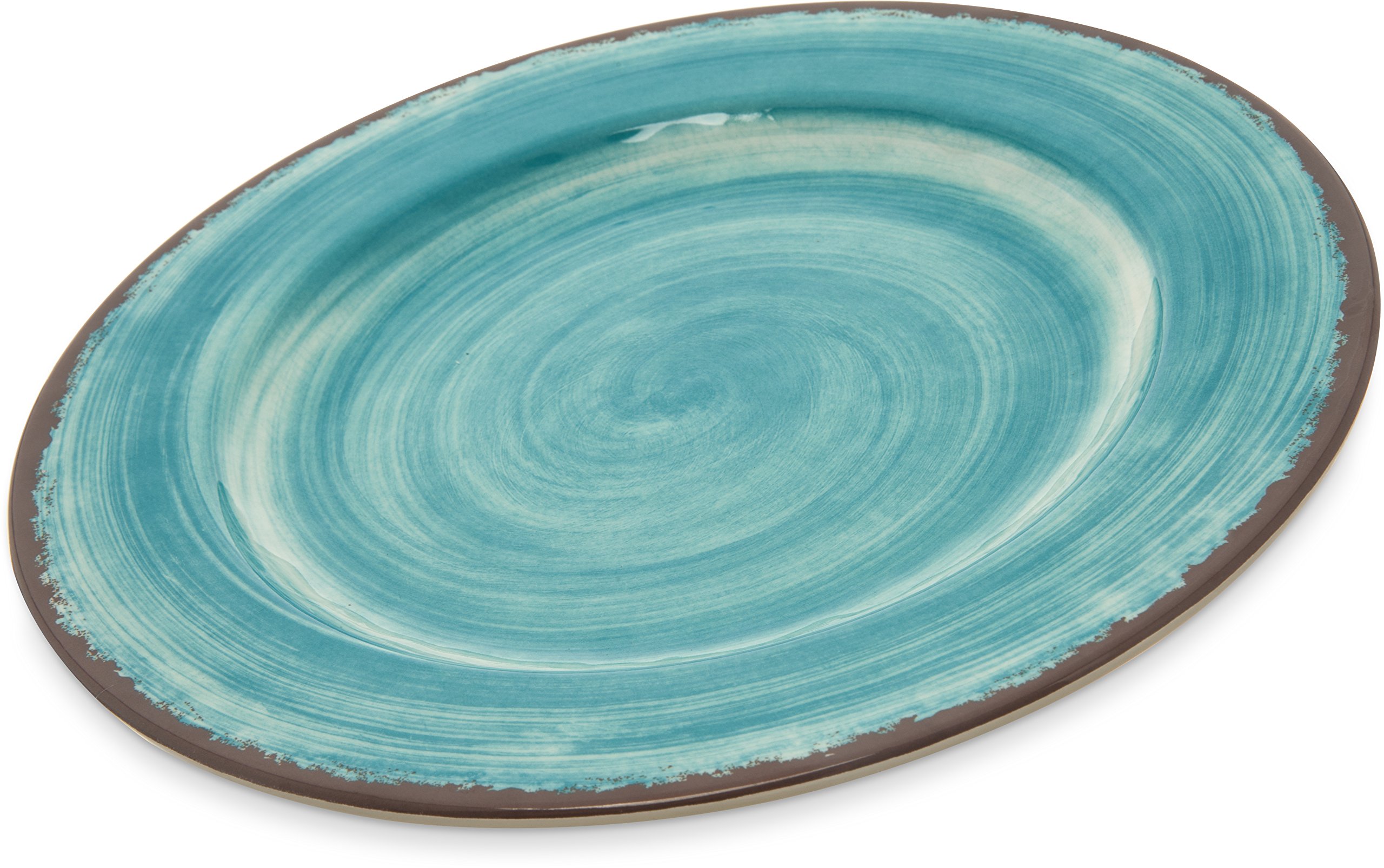 Carlisle FoodService Products Mingle Resuable Plastic Plate Dinner Plate with Pottery Style for Home and Restaurant, Melamine, 11 Inches, Aqua, (Pack