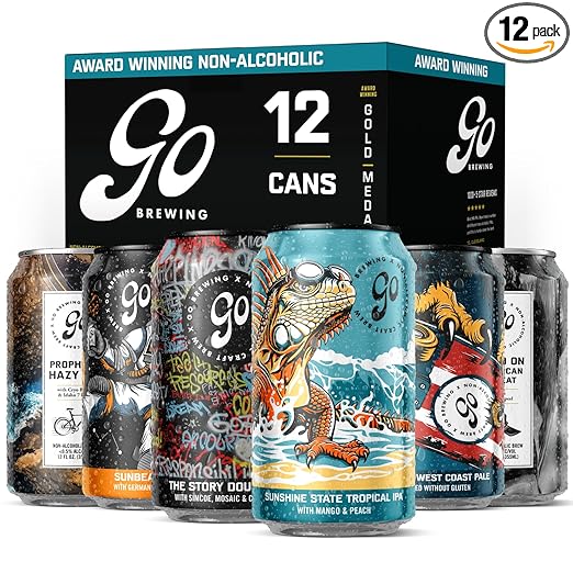 Go Brewing - 12 Mixed Pack - Non-Alcoholic Craft Brew - Small Batch Brew - Classic Ingredients - Non Alcoholic Assorted Variety Pack - Low-Calorie, NA Brew - Ideal for Any Occasion (12 oz, 12 Pack)