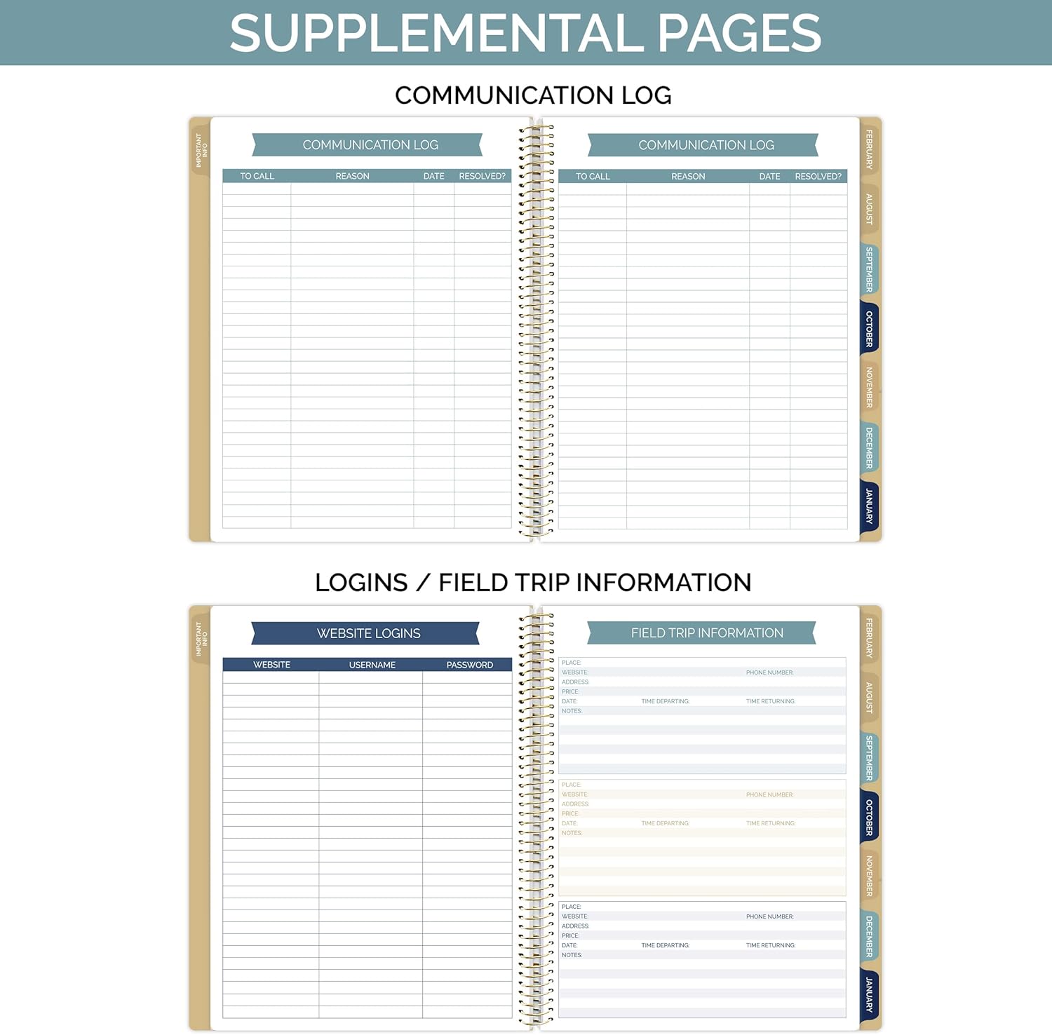 bloom daily planners Undated Academic Year Teacher Planner & Calendar - 7 Period Lesson Plan Organizer Book with Frosted Cover (9" x 11") (Interchangeable Cover)