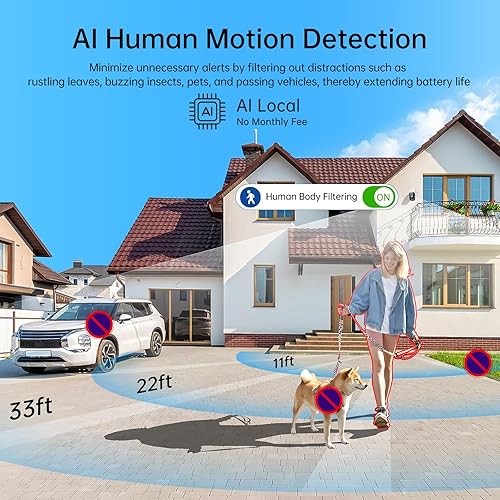 Miniatura 6 de Cámaras de seguridad inalámbricas para exteriores 2K Cámara WiFi alimentada por batería con detección de movimiento AI para el hogar - Foco de
