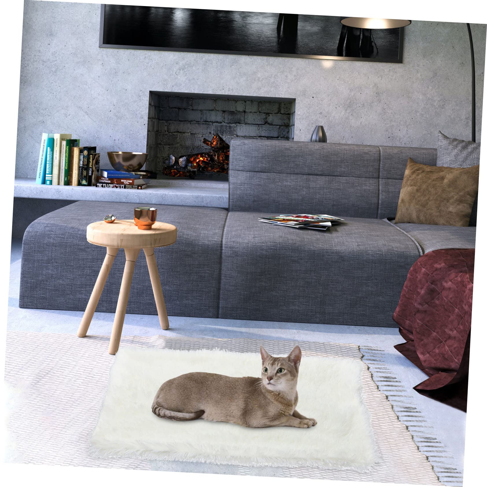 SUPVOX Coperta Peluche per Cani e Gatti, Cuscino lungo Doppio Strato Bianco