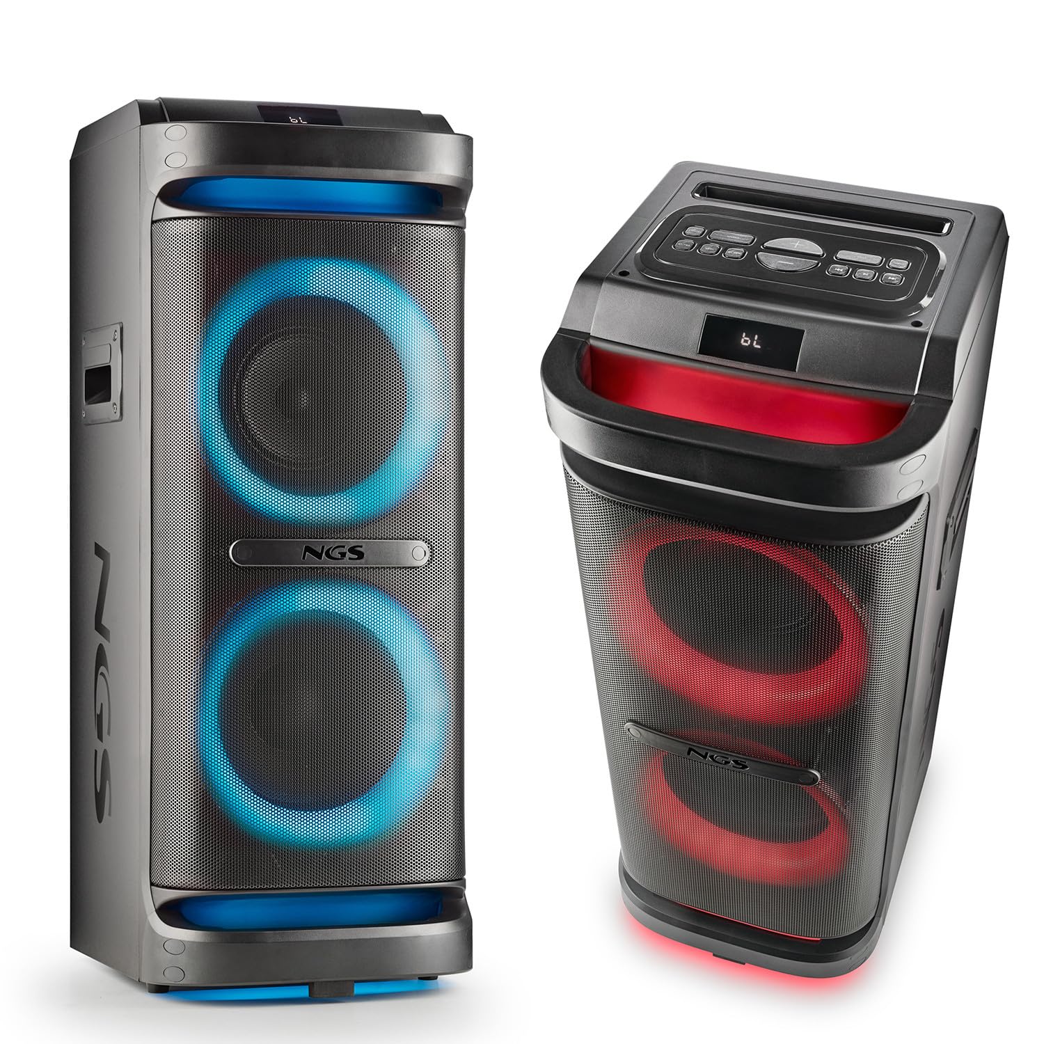 Enceinte Active Sono DJ NGS WILDSPACE2-2000W, Bluetooth, USB/AUX, Lumière LED, TWS, 1 SUB 10", Soirée, Fête, Jeu de lumière