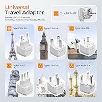 Vista 2 de TESSAN Convertidor de voltaje de 220V a 110V para viajes con 4 puertos USB (1 USB C), 3 tomas de corriente AC y adaptador de corriente internacional