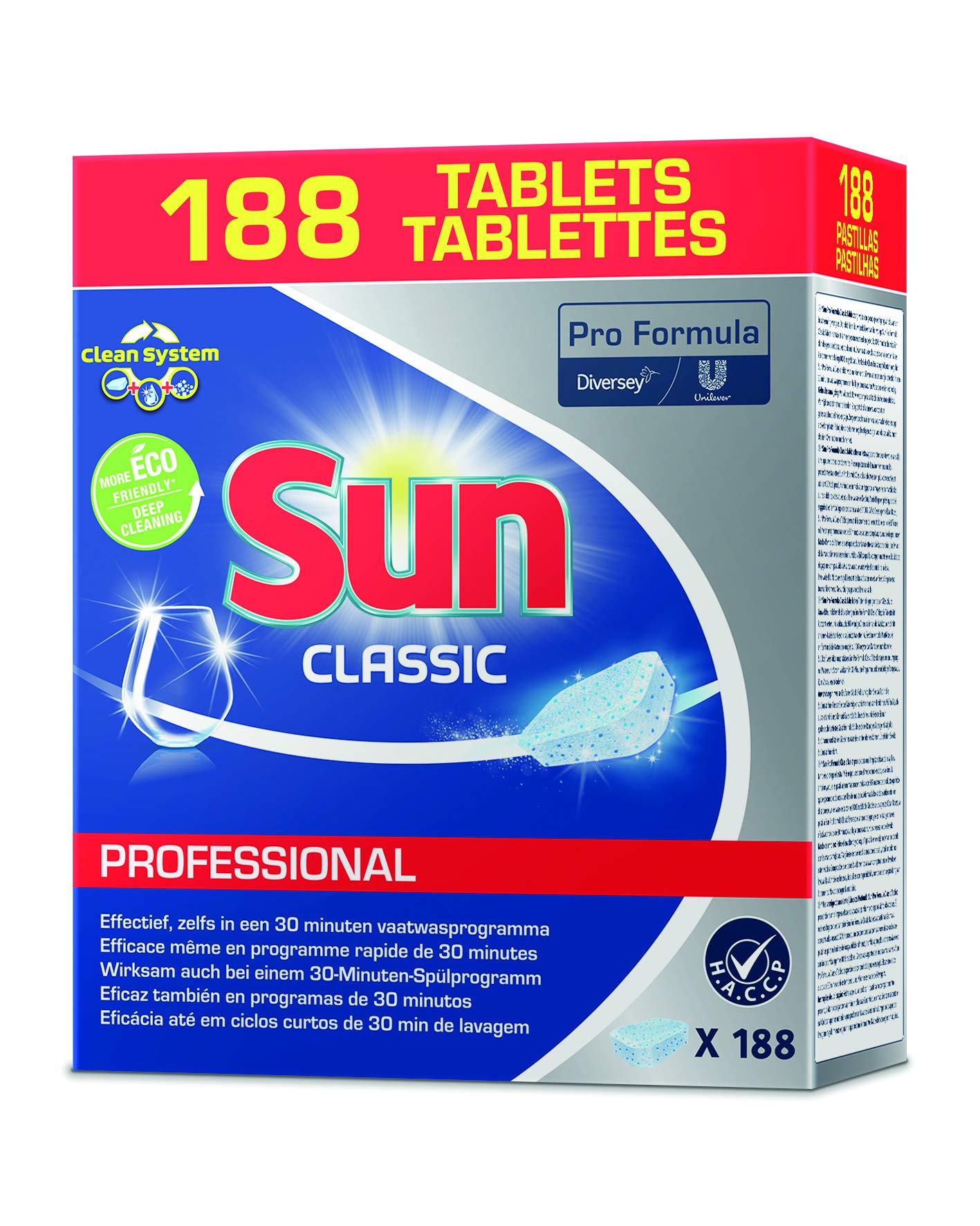 Sun Tablet Classic - Pastillas detergente lavavajillas 188 Piezas x 4 cajas