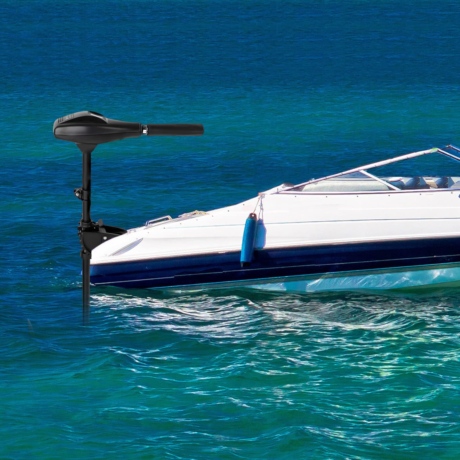 Motore elettrico per barca, motore esterno, 40LBS di spinta, motore elettrico 12V, motore esterno angolato a 90° orientabile, 5 marce avanti, 3 marce indietro, motore esterno per gommoni, barche in
