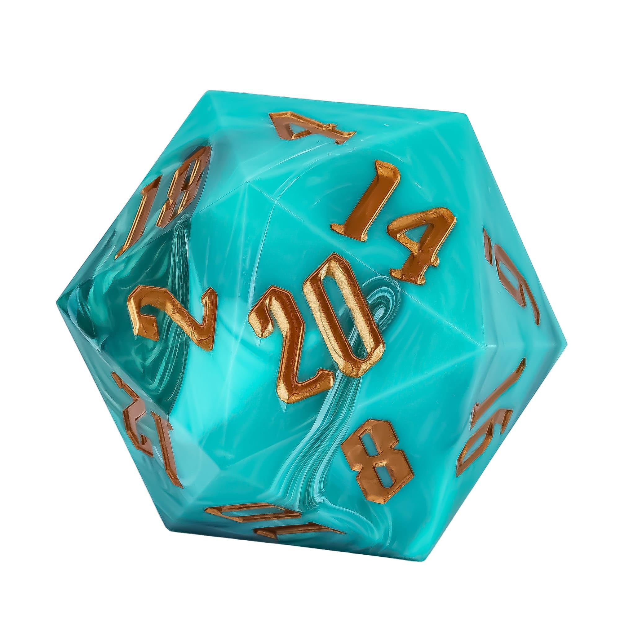 Poludie D20 Single Dice 55mm, 20 Sided DND Dice, Giant D20 D&D Polyhedral Die Large Die for RPG, Table Games (Green with White/Gold Number)