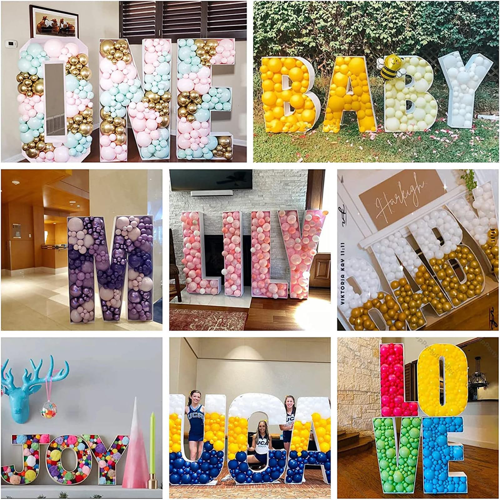 Buchstaben-Ballonrahmen-Set, leichte Mosaik-Buchstaben, großer Mosaik-Ballonrahmen für Geburtstag, Hochzeit, Party (70 cm)