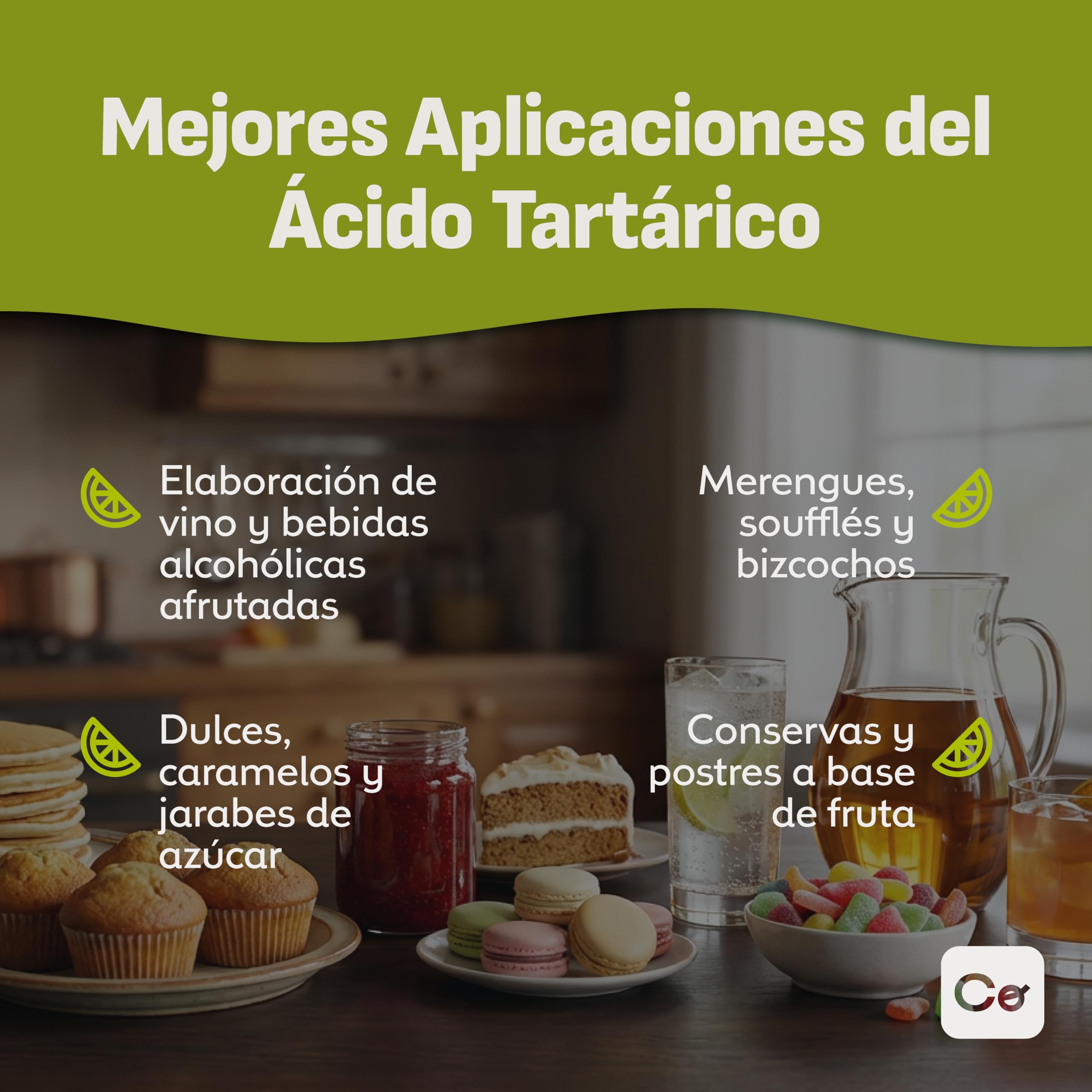 Coolinario Ácido Tartárico en Polvo (56 g) Acidulante Natural para Vinos, Repostería y Caramelos | Ajusta Acidez | Sustituto de Crema Tártara | Grado Alimenticio