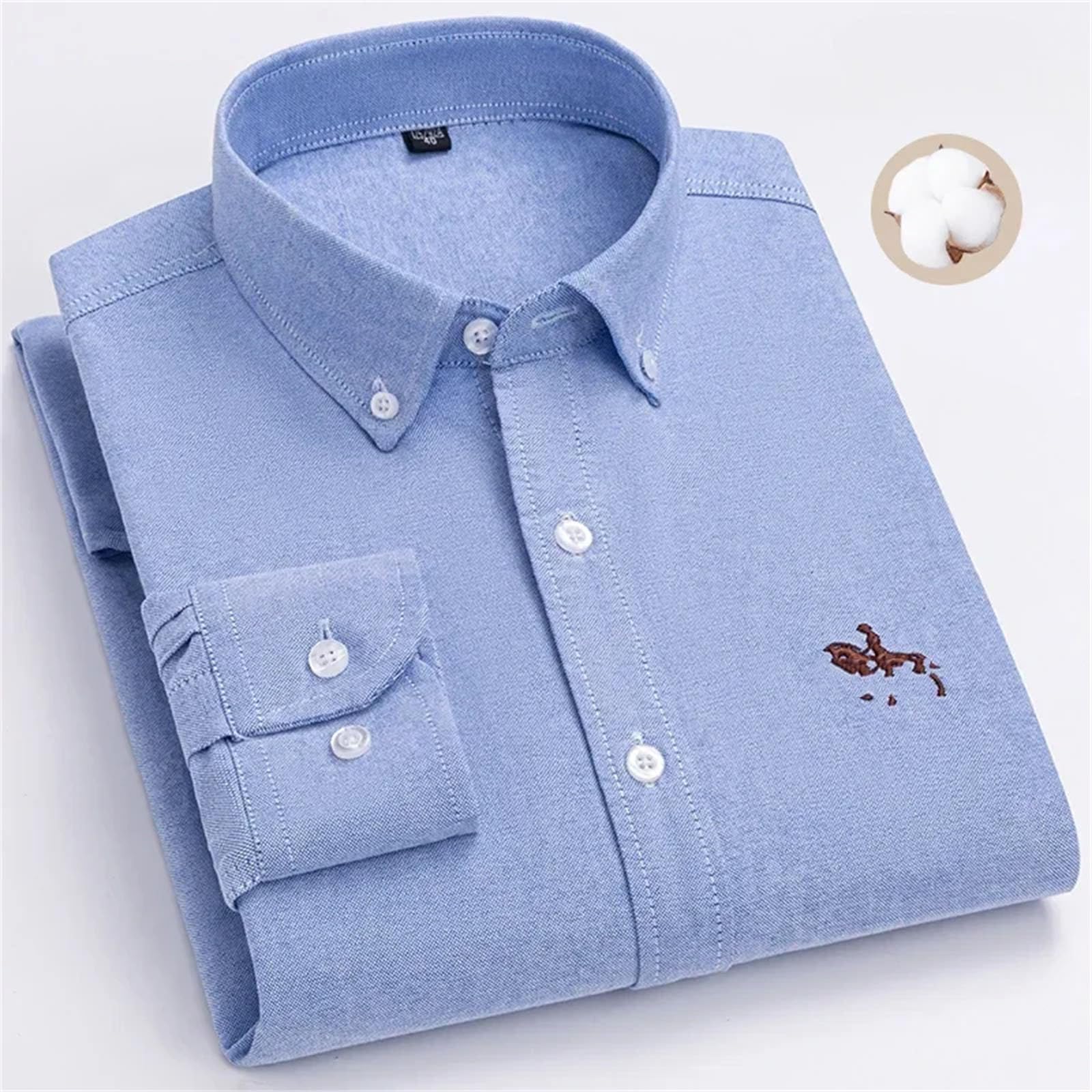 Camisas de manga larga para hombre, de algodón puro, Oxford, ajustadas, formal, lisas, ropa de oficina